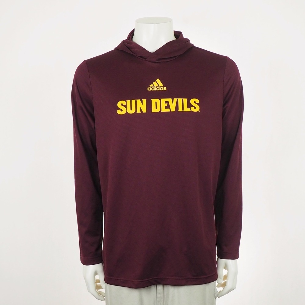 Adidas Arizona State Sun Devils Hoodie Tee Shirt Mens Large Burgundy Red Hooded